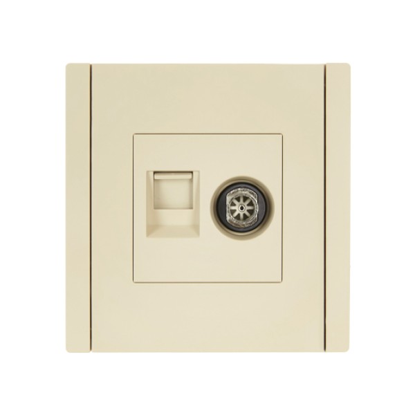 FORTE&PIANO Розетка двойная TV+RJ45 кат.6 FP437 ваниль IEK
