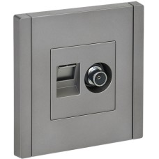FORTE&PIANO Розетка двойная TV+RJ45 кат.6 FP537 сталь IEK