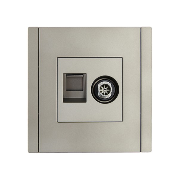 FORTE&PIANO Розетка двойная TV+RJ45 кат.6 FP537 сталь IEK