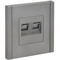 FORTE&PIANO Розетка компьютерная двойная RJ45 кат.5E FP533 сталь IEK