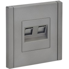 FORTE&PIANO Розетка компьютерная двойная RJ45 кат.5E FP533 сталь IEK