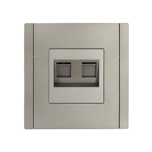 FORTE&PIANO Розетка компьютерная двойная RJ45 кат.5E FP533 сталь IEK