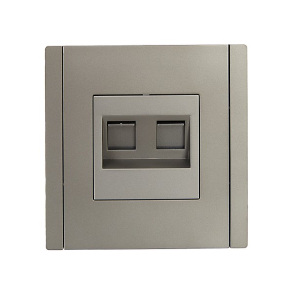 FORTE&PIANO Розетка компьютерная двойная RJ45 кат.6 FP534 сталь IEK