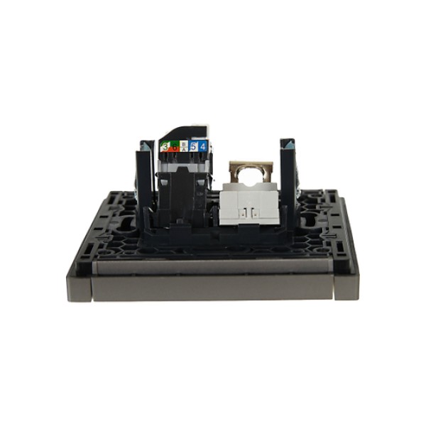 FORTE&PIANO Розетка двойная RJ11+RJ45 кат.5E FP535 сталь IEK