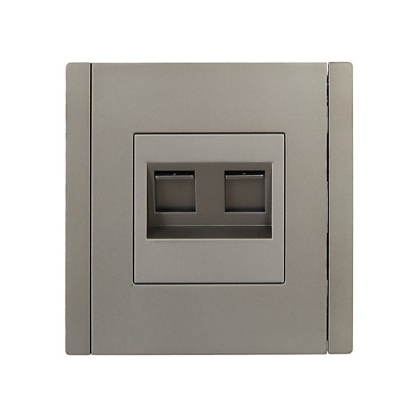 FORTE&PIANO Розетка двойная RJ11+RJ45 кат.5E FP535 сталь IEK