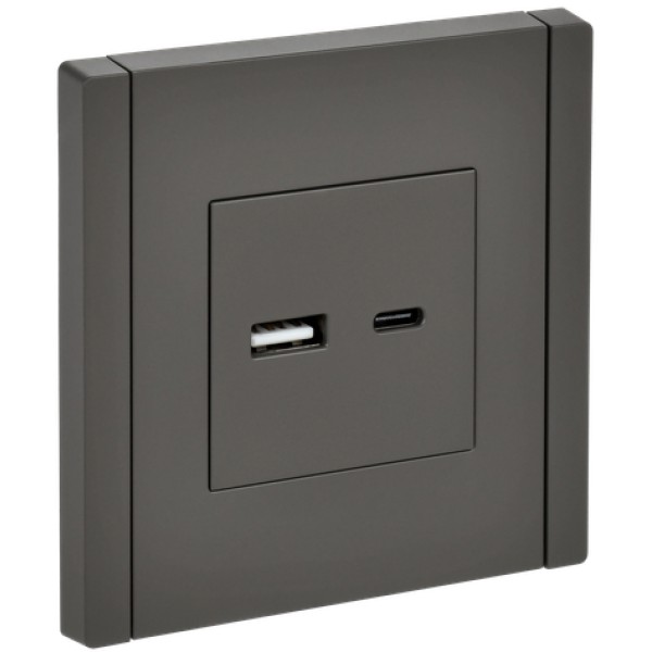 FORTE&PIANO Розетка USB A+C 18Вт FP351 серый IEK