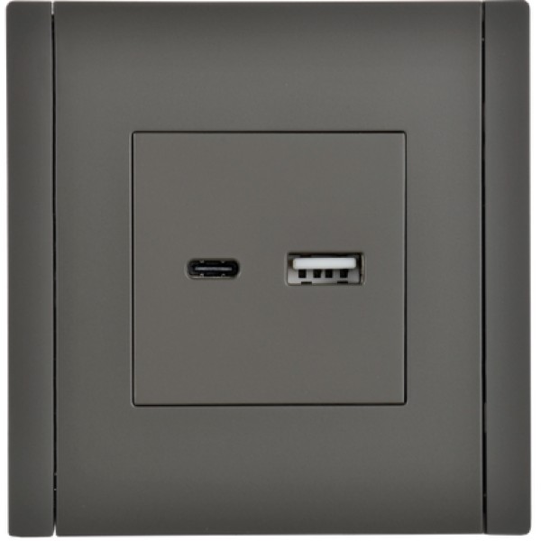 FORTE&PIANO Розетка USB A+C 18Вт FP351 серый IEK