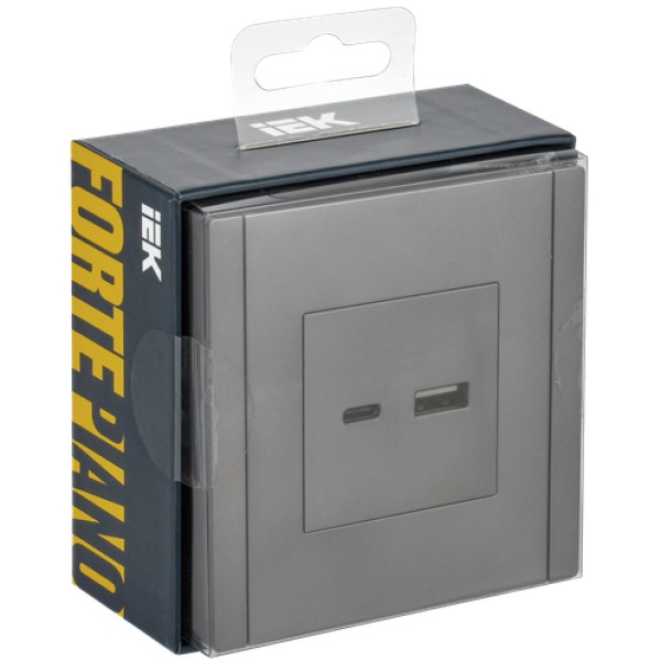 FORTE&PIANO Розетка USB A+C 18Вт FP551 сталь IEK