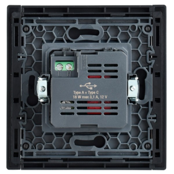 FORTE&PIANO Розетка USB A+C 18Вт FP551 сталь IEK