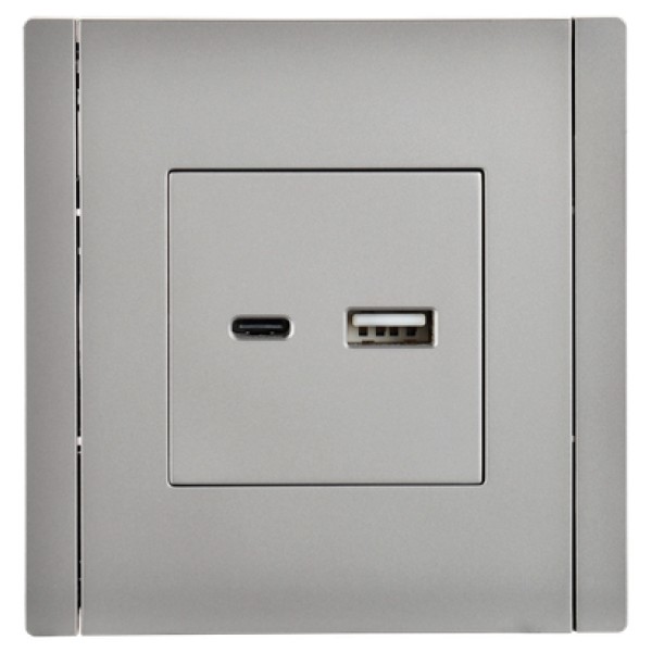 FORTE&PIANO Розетка USB A+C 18Вт FP551 сталь IEK