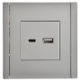 FORTE&PIANO Розетка USB A+C 18Вт FP551 сталь IEK