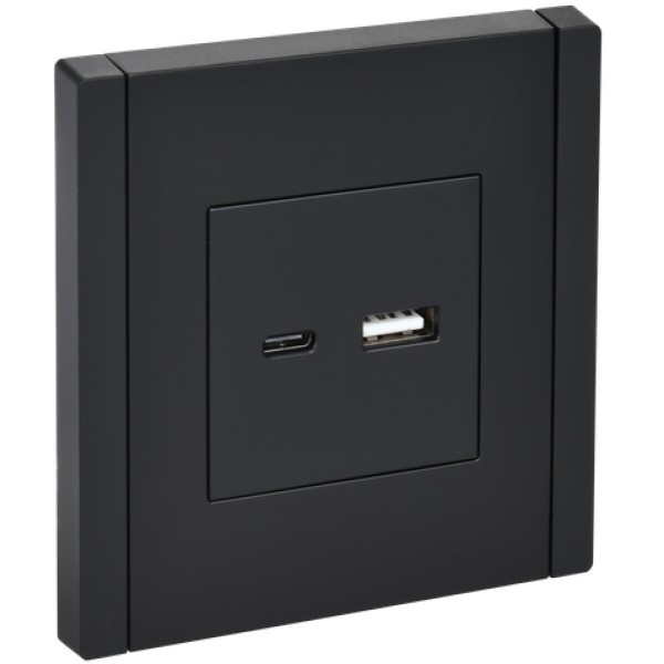 FORTE&PIANO Розетка USB A+C 3,1А FP150 черный IEK