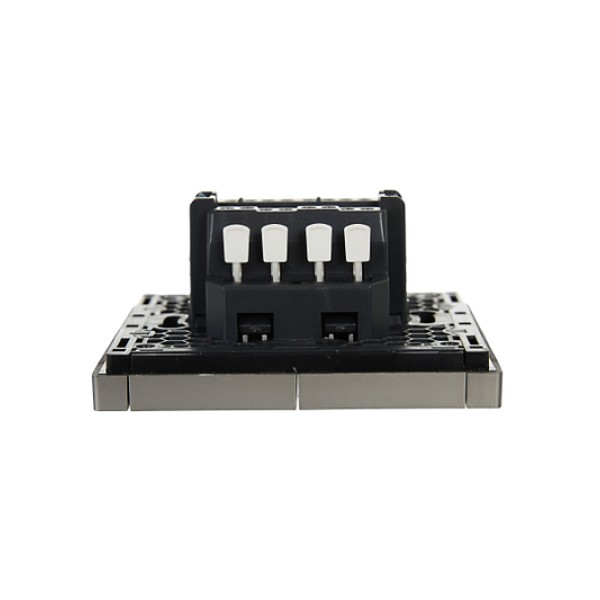 FORTE&PIANO Выключатель 2-клавишный проходной с индикацией 10А FP508 сталь IEK