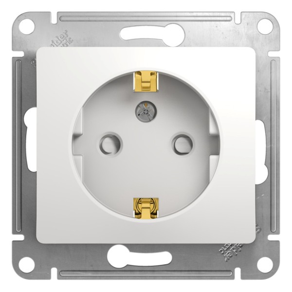 Розетка с заземлением со шторками белый Schneider Electric Glossa