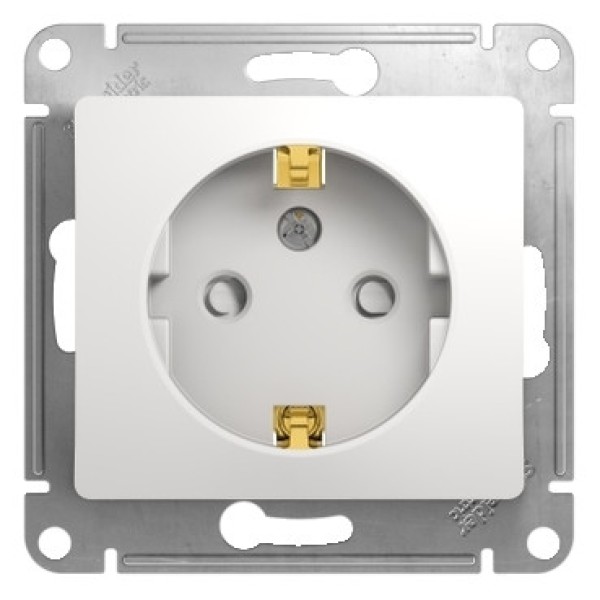 Розетка с заземлением со шторками белый Schneider Electric Glossa