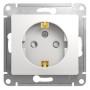 Розетка с заземлением со шторками белый Schneider Electric Glossa