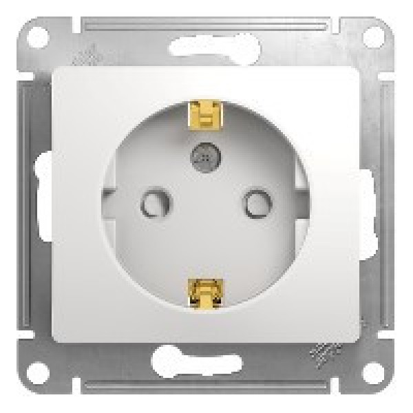 Розетка с заземлением со шторками белый Schneider Electric Glossa