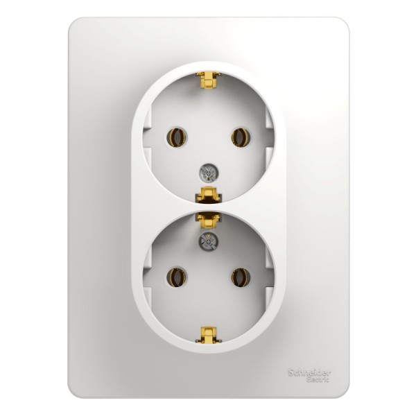 Двойная розетка с заземлением белый Schneider Electric Glossa