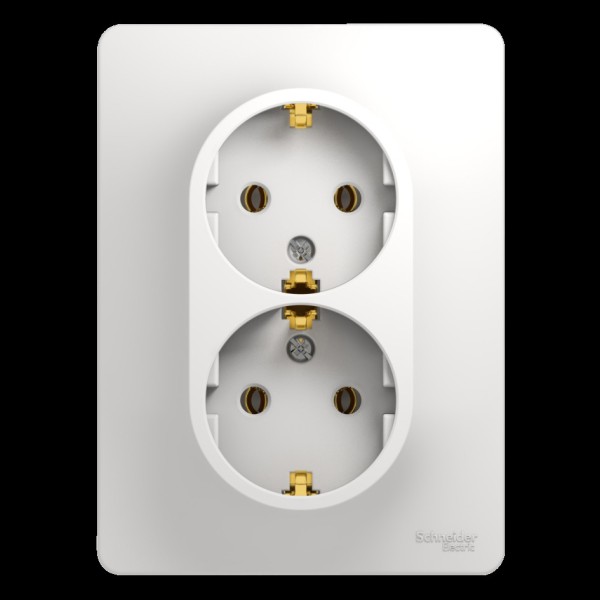 Двойная розетка с заземлением белый Schneider Electric Glossa