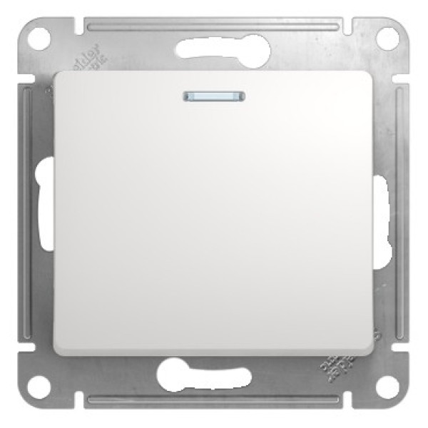 Выключатель одноклавишный с подсветкой белый Schneider Electric Glossa