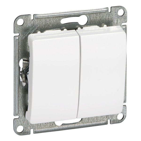 Выключатель двухклавишный белый Schneider Electric Glossa