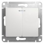 Выключатель двухклавишный с подсветкой белый Schneider Electric Glossa