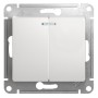 Выключатель двухклавишный с подсветкой белый Schneider Electric Glossa