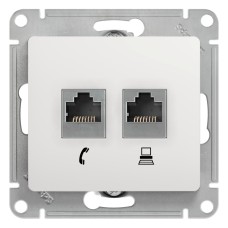 Розетка компьютерная и телефонная белый Schneider Electric Glossa