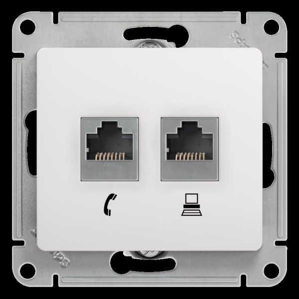 Розетка компьютерная и телефонная белый Schneider Electric Glossa