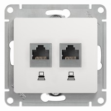 GLOSSA РОЗЕТКА двойная RJ45+RJ45 кат. 5Е, механизм, БЕЛЫЙ