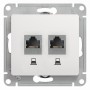 GLOSSA РОЗЕТКА двойная RJ45+RJ45 кат. 5Е, механизм, БЕЛЫЙ