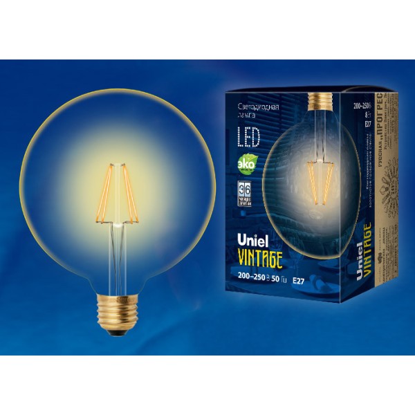Ретро лампа Эдисона UNIEL светодиодная LED-G125-8W-GOLDEN-E27 GLV21GO