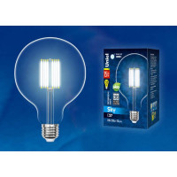 Ретро лампа Эдисона UNIEL LED-G125-15W/4000K/E27/CL PLS02WH  ПРОЗРАЧНАЯ КОЛБА