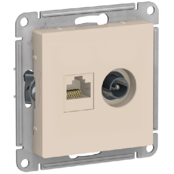 ATLASDESIGN РОЗЕТКА двойная комп+ТВ, RJ45+TV, кат.5E, механизм, БЕЖЕВЫЙ