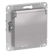 ATLASDESIGN РОЗЕТКА с заземл. со шторками с крышкой, 16А, IP20, механизм, АЛЮМИНИЙ