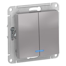 ATLASDESIGN 2-кл ВЫКЛЮЧАТЕЛЬ с подсветкой, сх.5а, 10АХ, механизм, АЛЮМИНИЙ