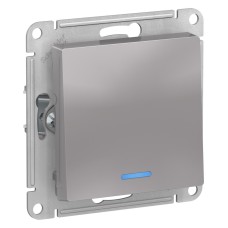 ATLASDESIGN 1-кл ПЕРЕКЛЮЧАТЕЛЬ с подсветкой, сх.6а, 10АХ, механизам, АЛЮМИНИЙ