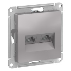 ATLASDESIGN РОЗЕТКА двойная компьютерная RJ45+RJ45, кат.5E, механизм, АЛЮМИНИЙ