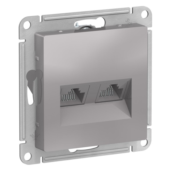 ATLASDESIGN РОЗЕТКА двойная компьютерная RJ45+RJ45, кат.5E, механизм, АЛЮМИНИЙ
