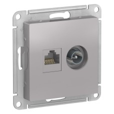 ATLASDESIGN РОЗЕТКА двойная комп+ТВ, RJ45+TV, кат.5E, механизм, АЛЮМИНИЙ