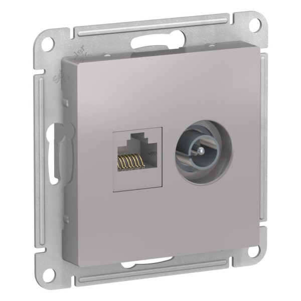 ATLASDESIGN РОЗЕТКА двойная комп+ТВ, RJ45+TV, кат.5E, механизм, АЛЮМИНИЙ