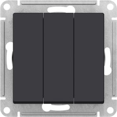 ATLASDESIGN 3-клавишный ВЫКЛЮЧАТЕЛЬ, сх.1+1+1, 10АХ, механизм, КАРБОН