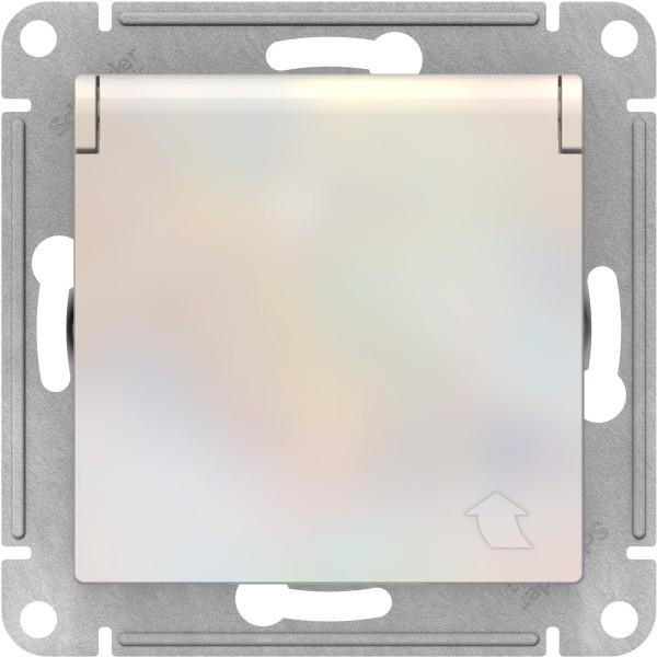ATLASDESIGN РОЗЕТКА с заземл. со шторками с крышкой, 16А, IP20, механизм, ЖЕМЧУГ