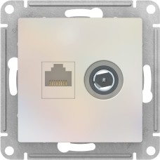 ATLASDESIGN РОЗЕТКА двойная комп+ТВ, RJ45+TV, кат.5E, механизм, ЖЕМЧУГ