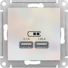 ATLASDESIGN USB РОЗЕТКА, 5В, 1 порт x 2,1 А, 2 порта х 1,05 А, механизм, ЖЕМЧУГ