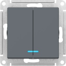 ATLASDESIGN 2-клавишный ВЫКЛЮЧАТЕЛЬ с подсветкой, сх.5а, 10АХ, механизм, ГРИФЕЛЬ