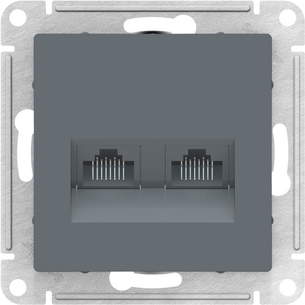 ATLASDESIGN РОЗЕТКА двойная компьютерная RJ45+RJ45, кат.5E, механизм, ГРИФЕЛЬ