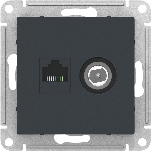 ATLASDESIGN РОЗЕТКА двойная комп+ТВ, RJ45+TV, кат.5E, механизм, ГРИФЕЛЬ