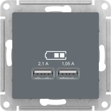 ATLASDESIGN USB РОЗЕТКА, 5В, 1 порт x 2,1 А, 2 порта х 1,05 А, механизм, ГРИФЕЛЬ