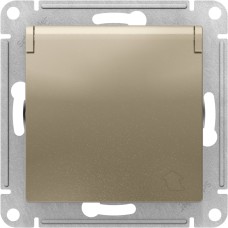 ATLASDESIGN РОЗЕТКА с заземл. со шторками с крышкой, 16А, IP20, механизм, ШАМПАНЬ
